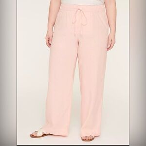 Lane Bryant NWT Blush Pink Soft Linen Mid Rise Wide Leg Pants Size 20 M9